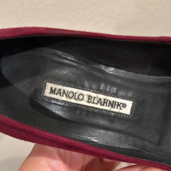 Manolo Blahnik Burgundy Suede Classic Heels Pumps 39 (fit like 37/38) - Picture 4 of 5